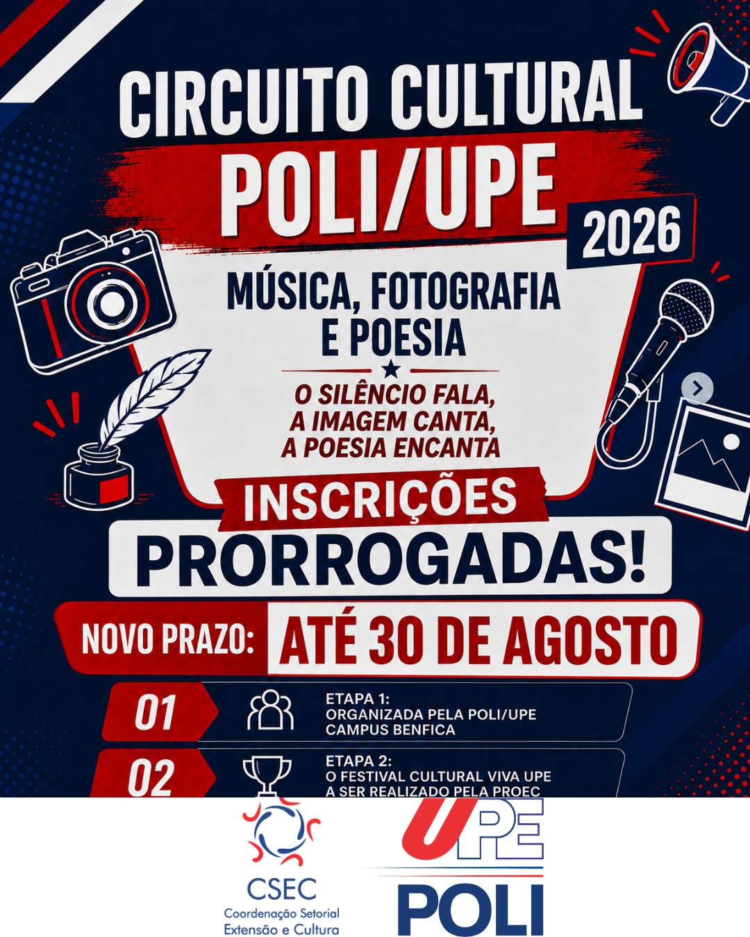 Circuito Cultural POLI/UPE 2026 – Inscrições Prorrogadas
