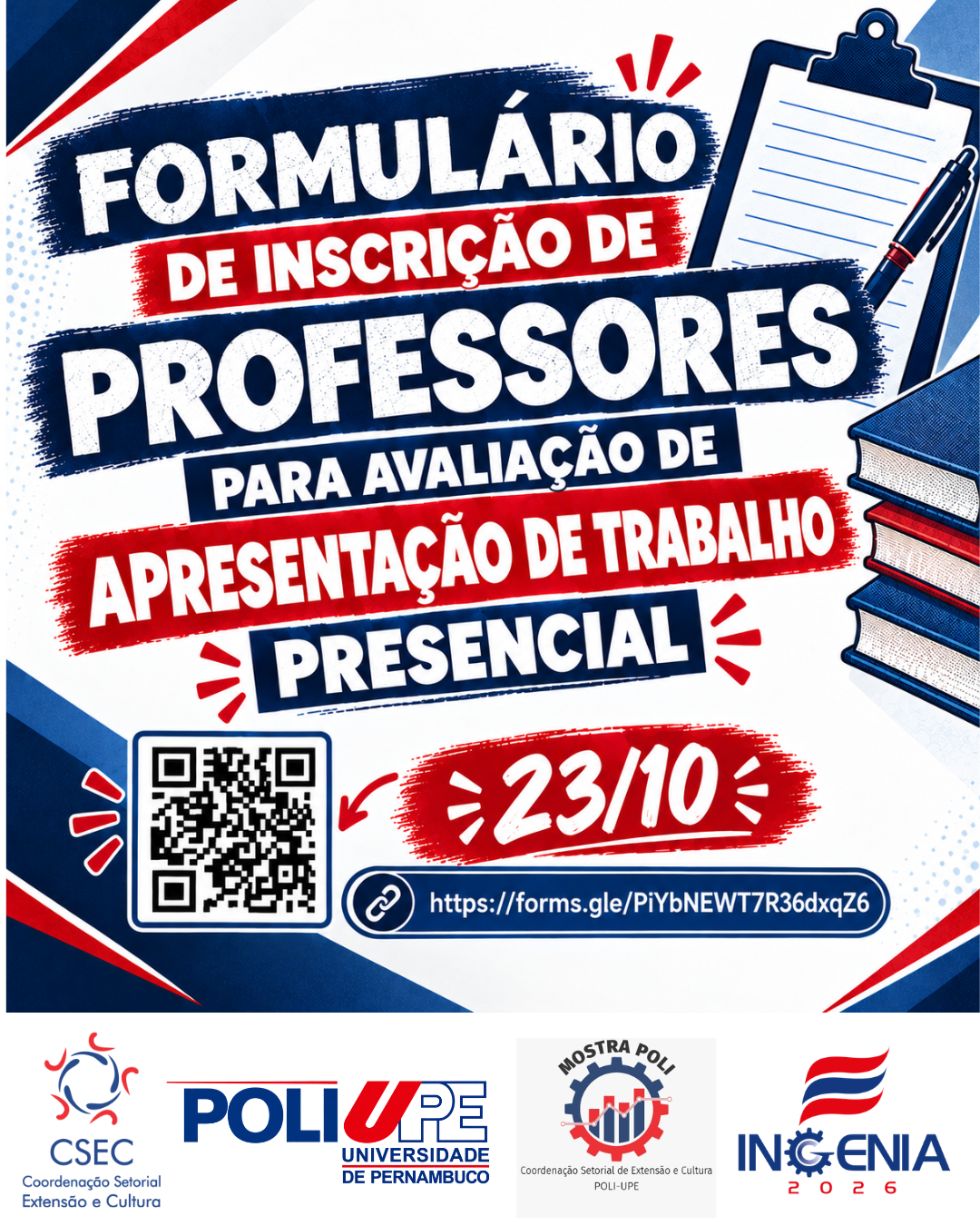 Mostra Poli 2026 – Formulário de Inscrição de Professores para Avaliação de Apresentação de Trabalho