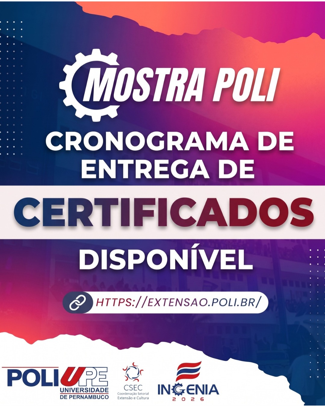 Cronograma de Disponibilização dos Certificados – Mostra POLI 2026